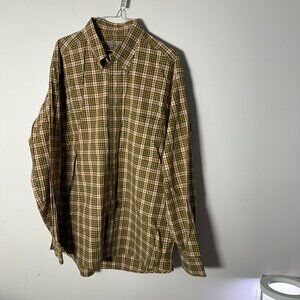 EUC Bills Khakis Long Sleeve Plaid Shirt Mens Sport Shirtings Yellow Blue XL KFT
